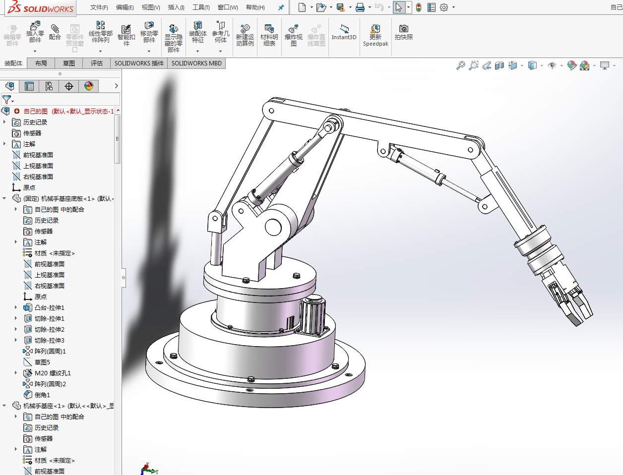 物料包装线模型码垛推动机构的设计三维SW2014带参+CAD+说明