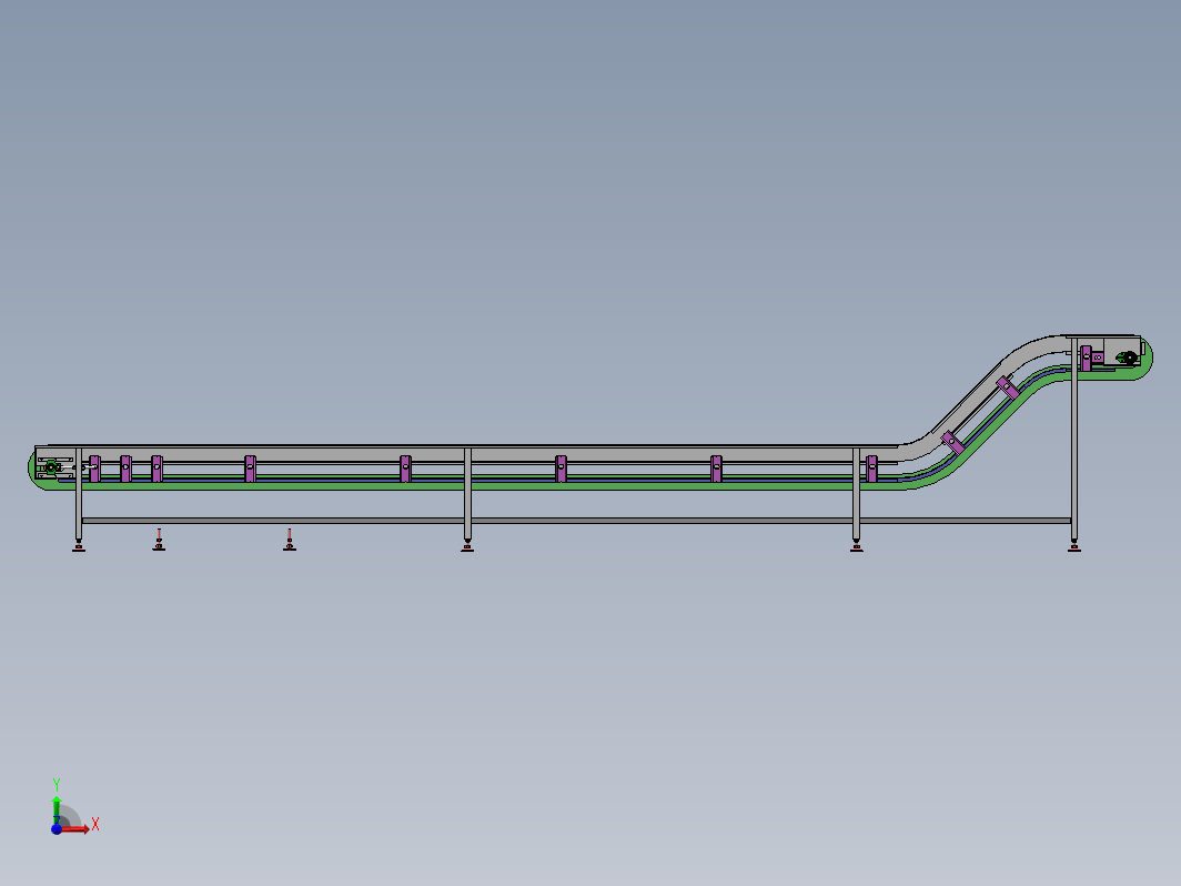 一体式爬坡输送线三维图
