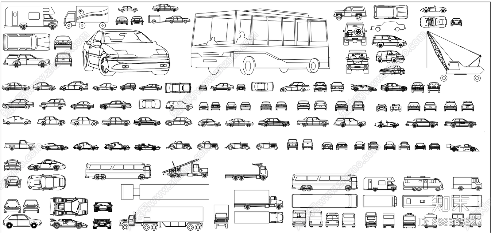 超全CAD交通工具图库工程车汽车CAD