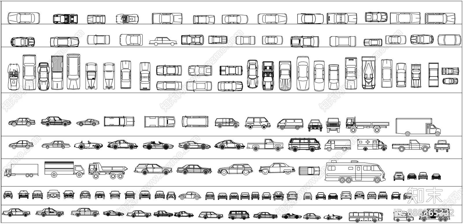超全CAD交通工具图库工程车汽车CAD