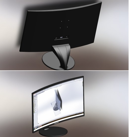 Samsung曲面屏显示器简易模型3D图纸 Solidworks设计 附STEP IGS缩略图