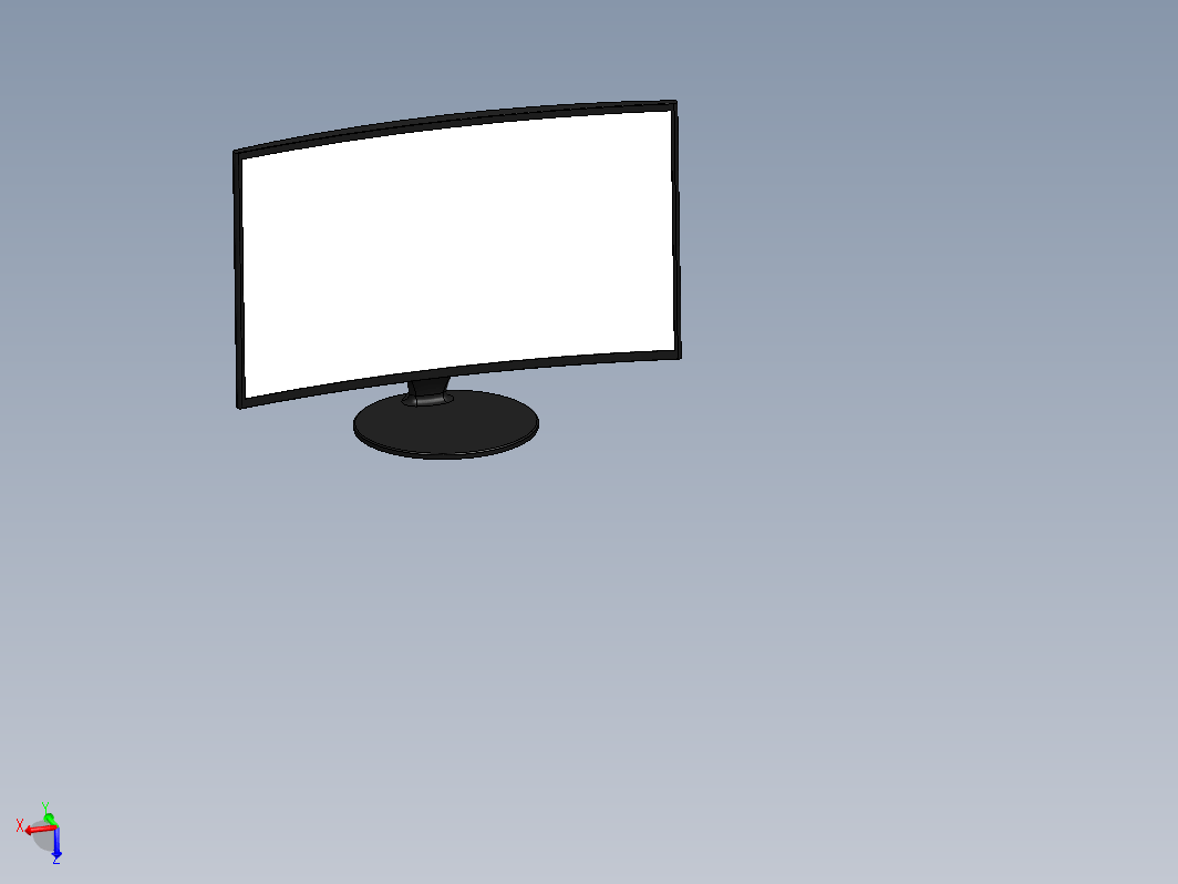 Samsung曲面屏显示器简易模型3D图纸 Solidworks设计 附STEP IGS