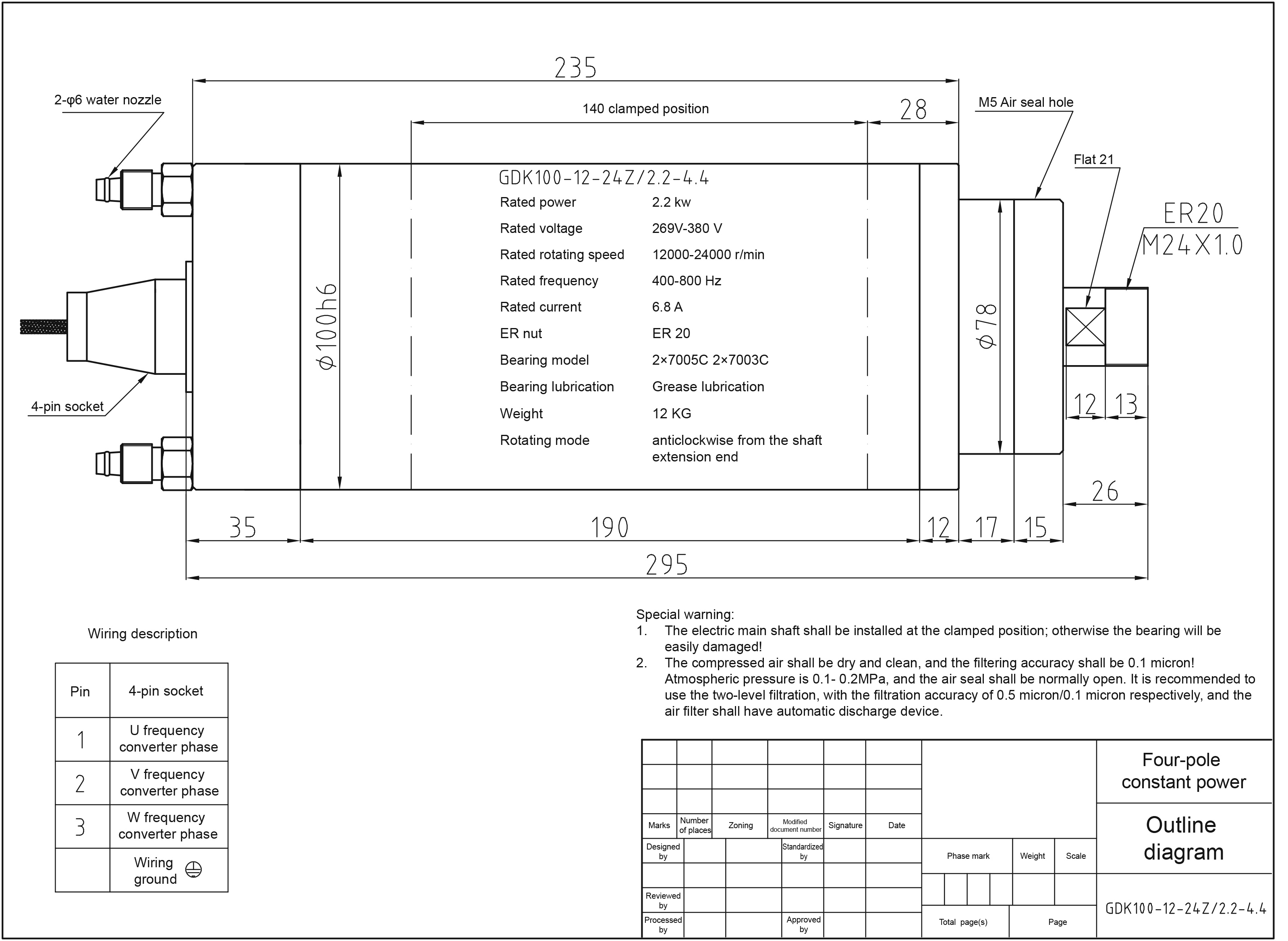 主轴 GDK100-12-24Z-2.2-4.4