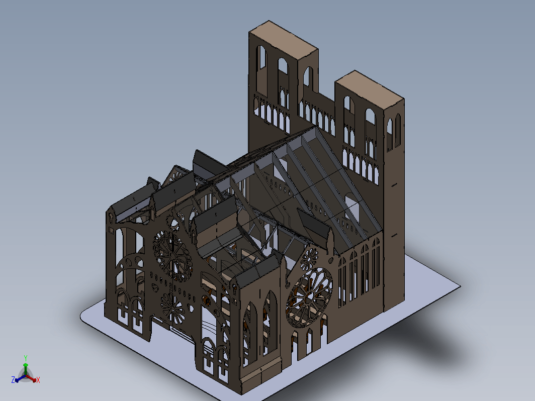 圣母院大教堂金属板拼图模型