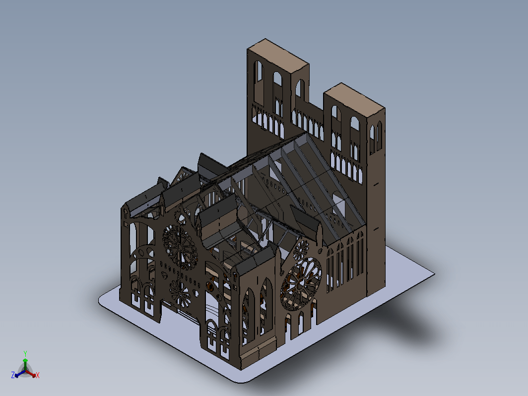 圣母院大教堂金属板拼图模型