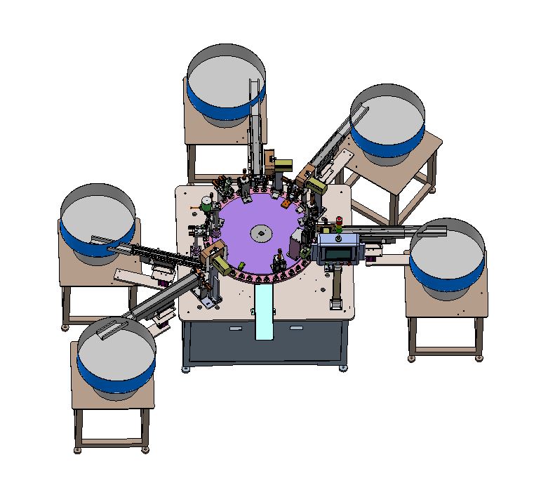 螺纹泵自动组装机，振动盘自动上料，组装，检测，出料转盘式组装机