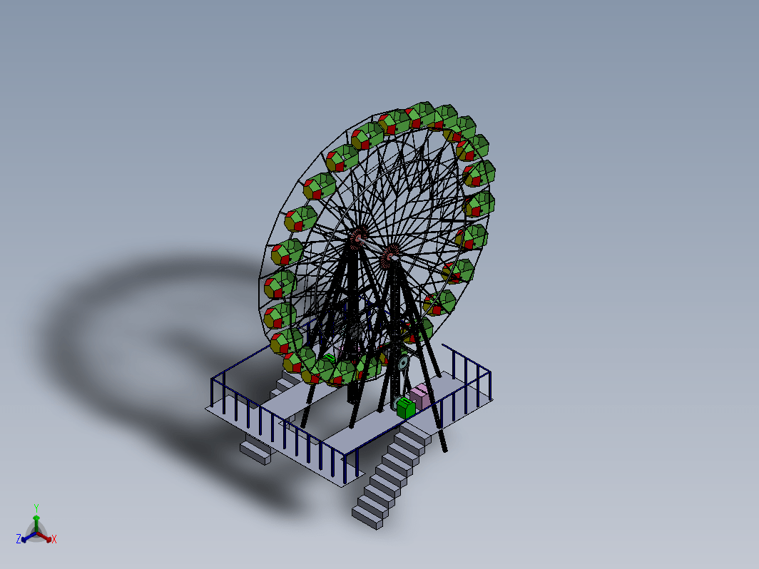 Giant Wheel Ride简易摩天轮造型模型3D图纸 Solidworks设计