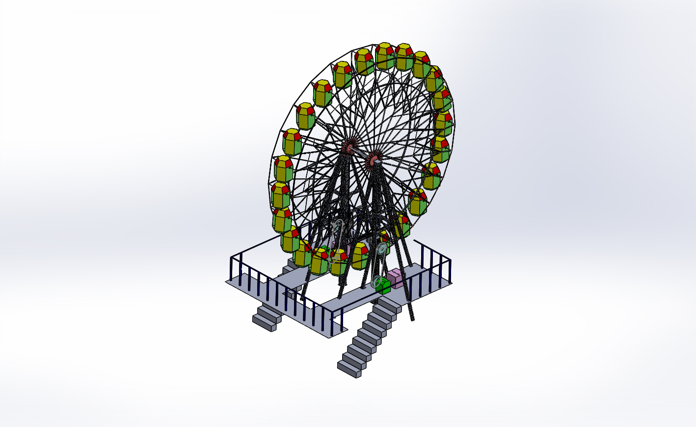 Giant Wheel Ride简易摩天轮造型模型3D图纸 Solidworks设计