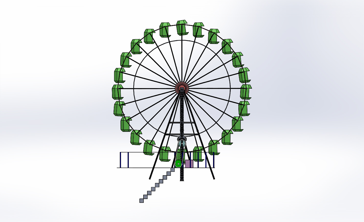 Giant Wheel Ride简易摩天轮造型模型3D图纸 Solidworks设计