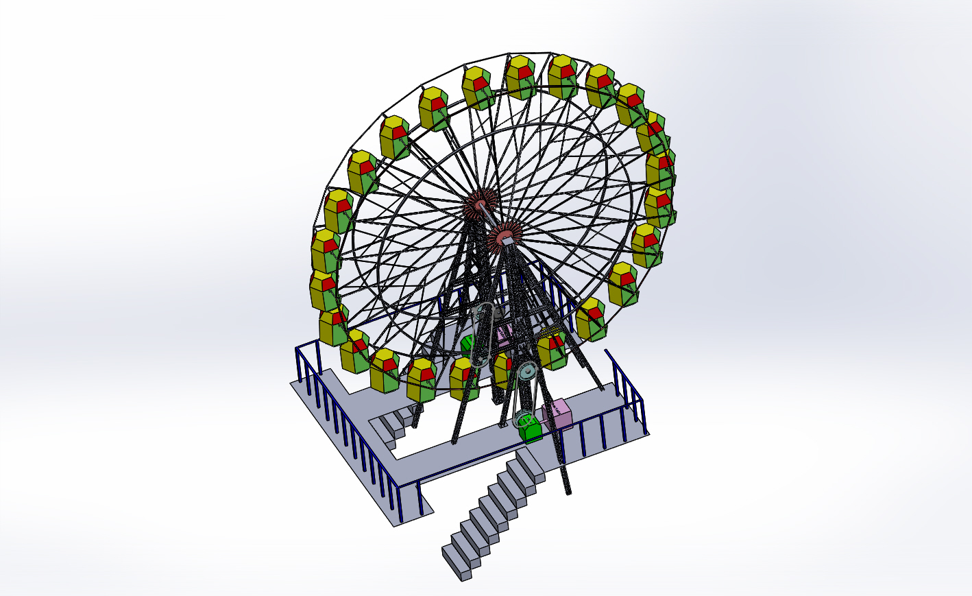 Giant Wheel Ride简易摩天轮造型模型3D图纸 Solidworks设计