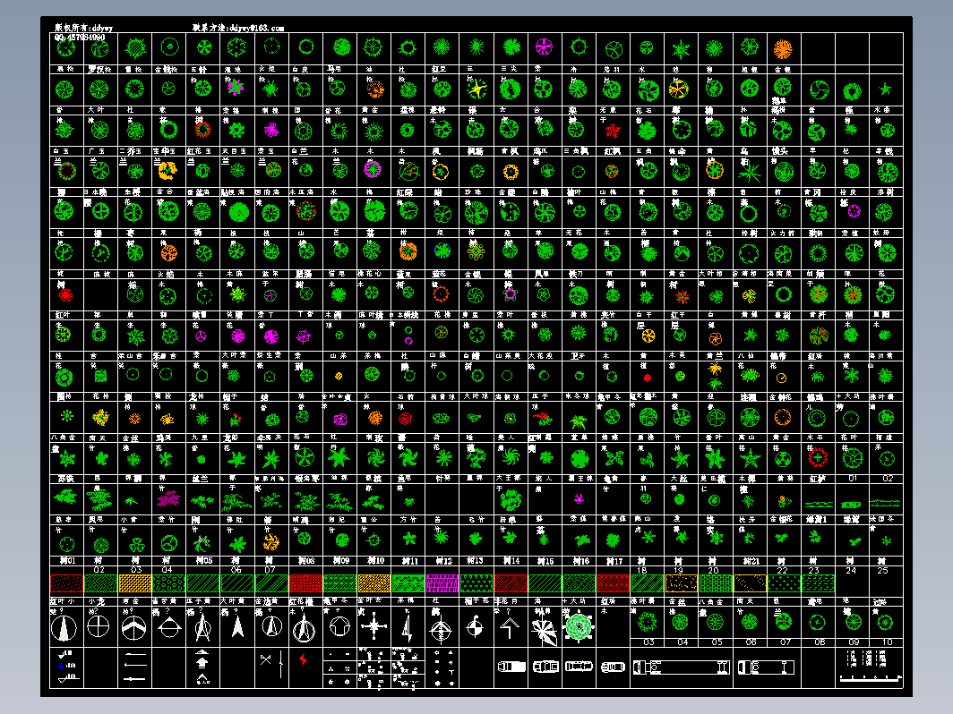 数百种CAD平面树图例