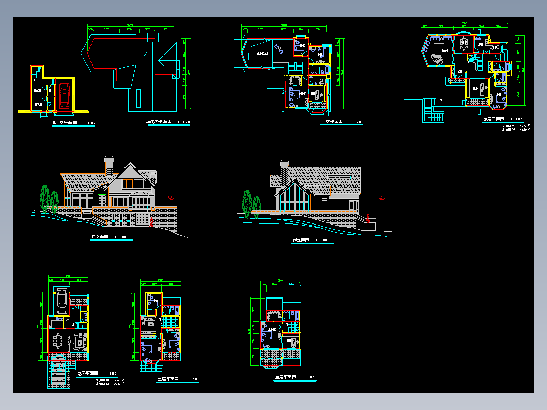 别墅排屋CAD-独立别墅户型4