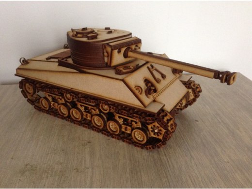 Sherman M4中型坦克拼图模型图纸 激光雕刻 线切割 dxf svg格式缩略图
