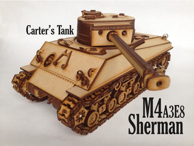 Sherman M4中型坦克拼图模型图纸 激光雕刻 线切割 dxf svg格式