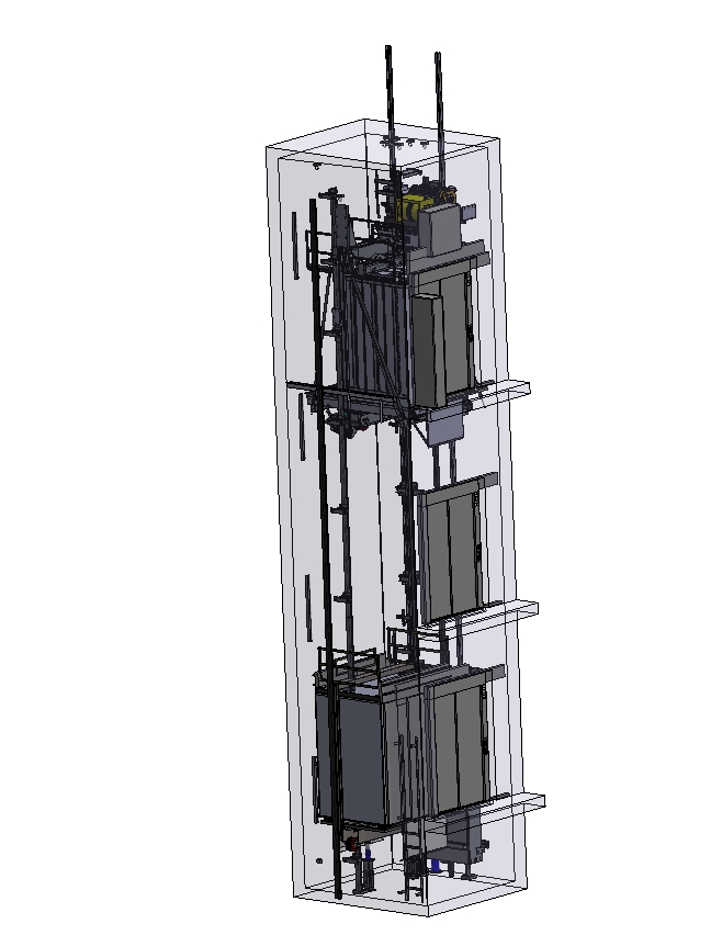 垂直升降式电梯机构设计图纸三维