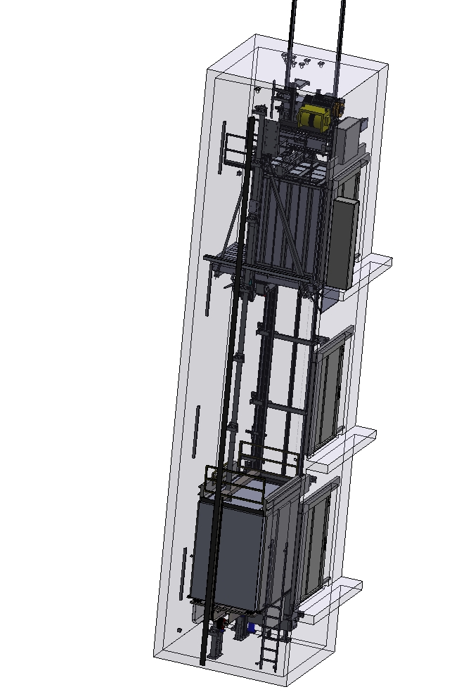 垂直升降式电梯机构设计图纸三维