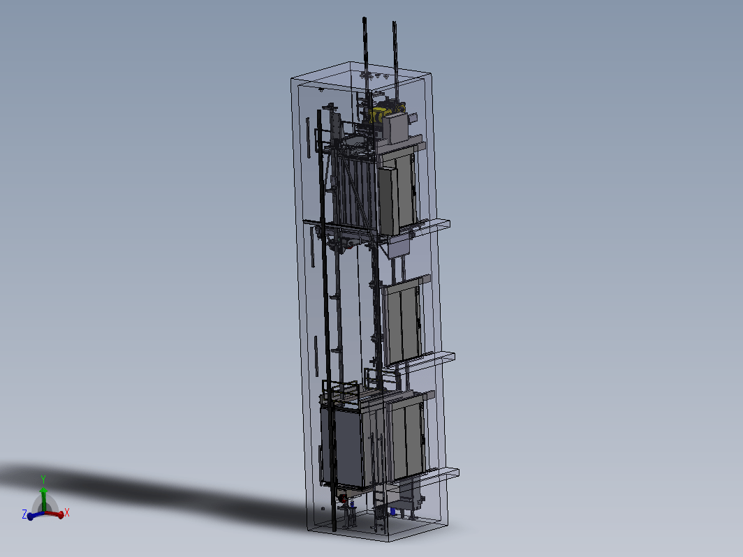 垂直升降式电梯机构设计图纸三维