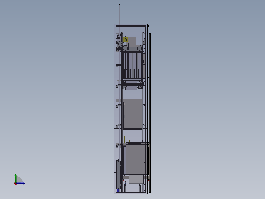 垂直升降式电梯机构设计图纸三维