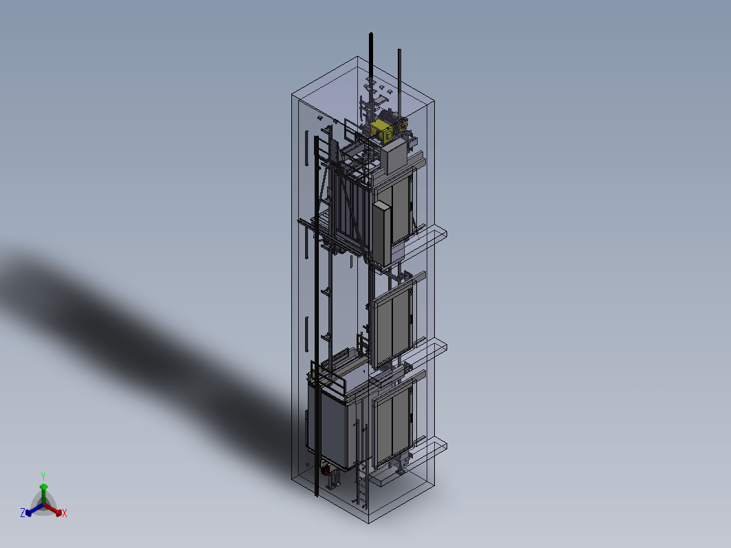 垂直升降式电梯机构设计图纸三维
