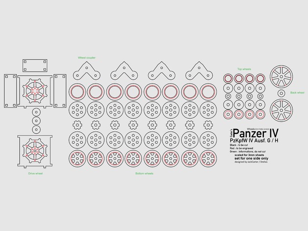 Panzer IV G德军四号坦克模型激光雕刻线切割