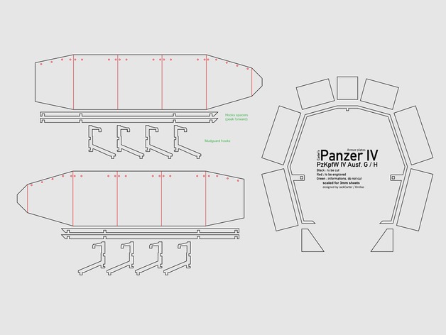 Panzer IV G德军四号坦克模型激光雕刻线切割