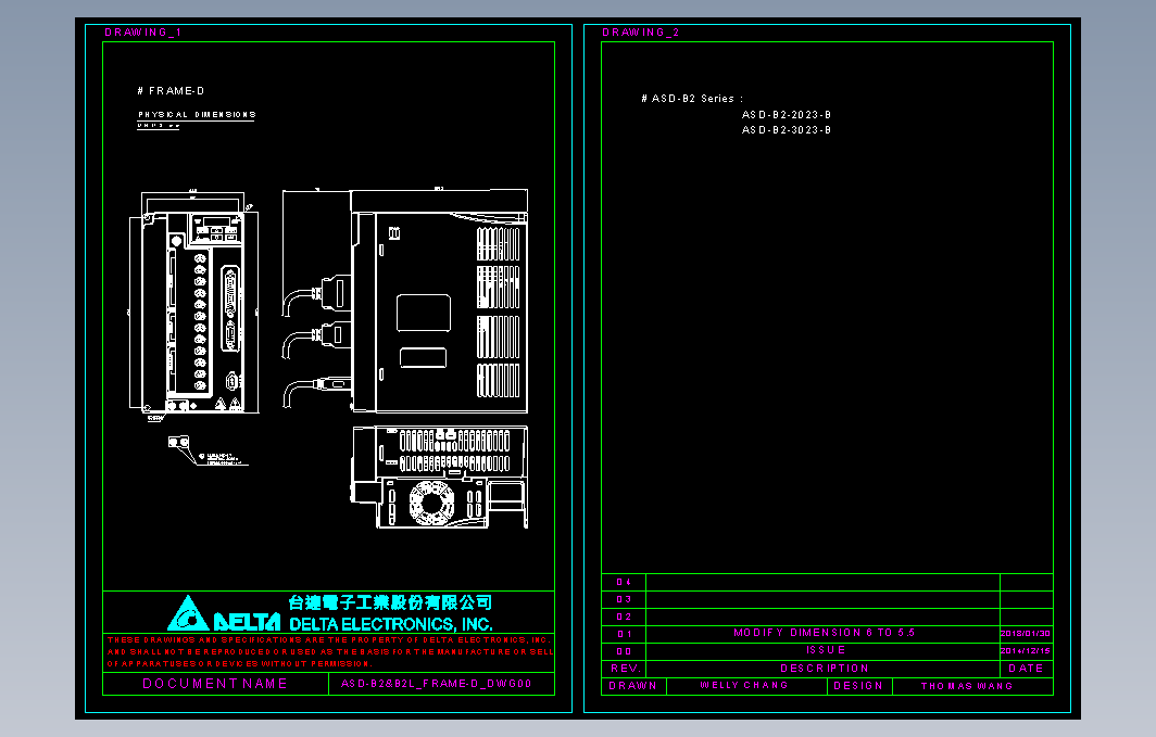 伺服电机ASD-B2-2023-B图纸