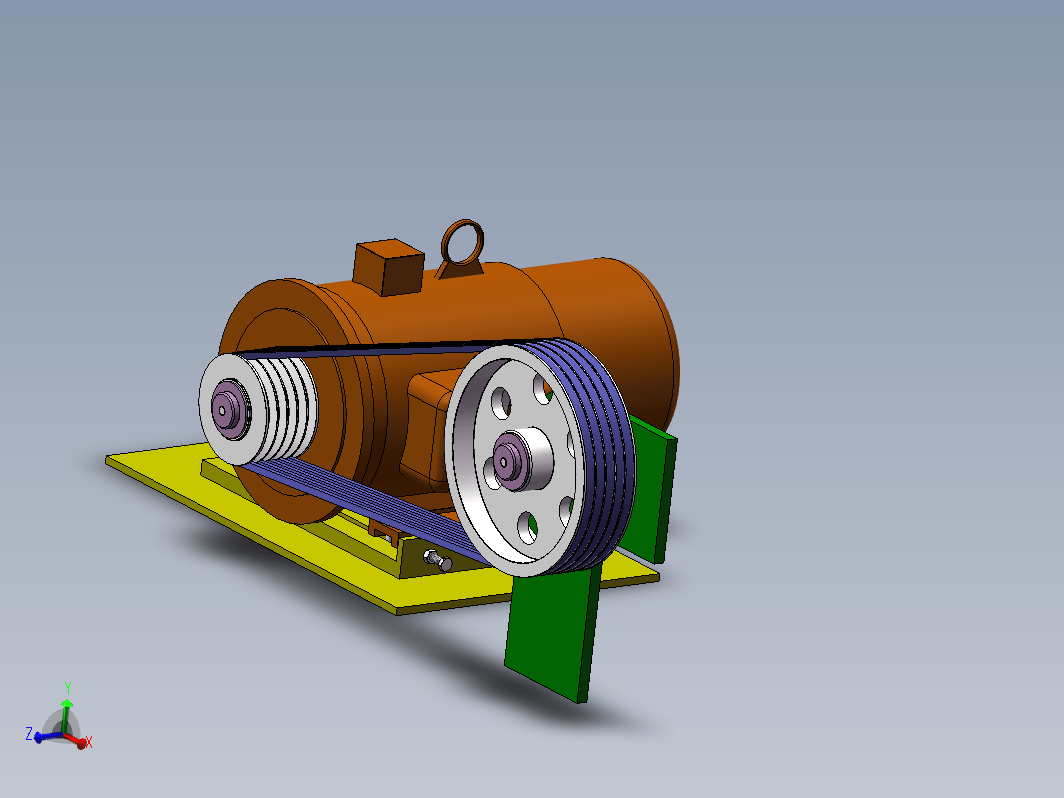 电动机驱动鼓风机的V带传动设计三维SW2013带参+CAD+说明书