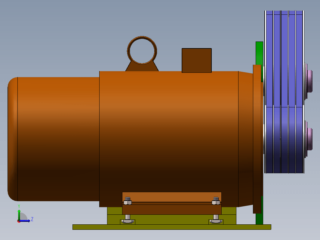 电动机驱动鼓风机的V带传动设计三维SW2013带参+CAD+说明书