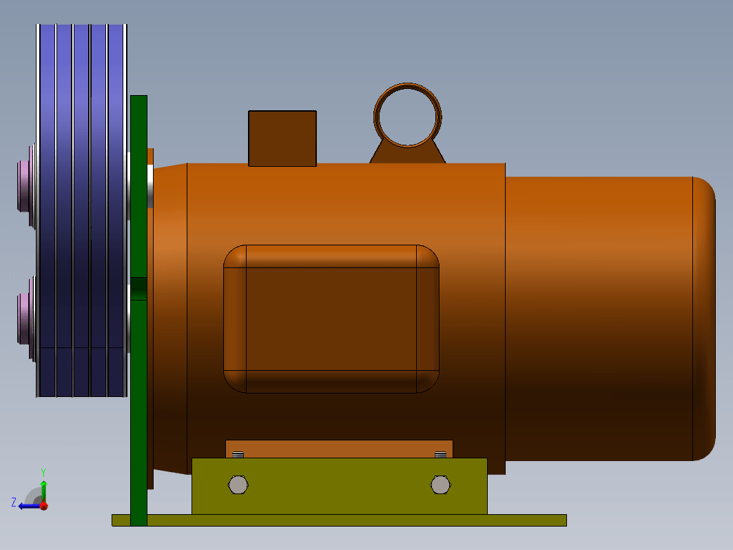 电动机驱动鼓风机的V带传动设计三维SW2013带参+CAD+说明书