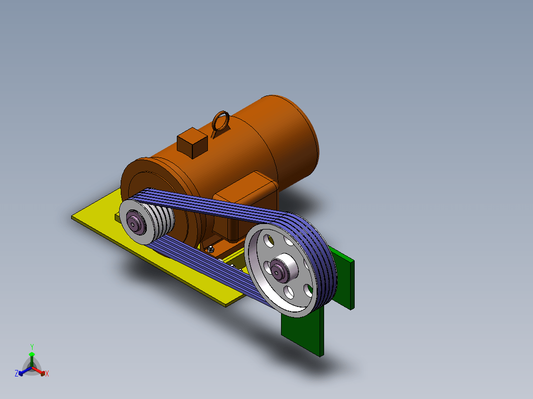 电动机驱动鼓风机的V带传动设计三维SW2013带参+CAD+说明书