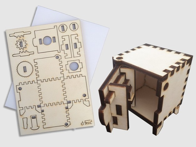 微型保险箱拼图玩具设计图纸 dxf dwg ps等格式