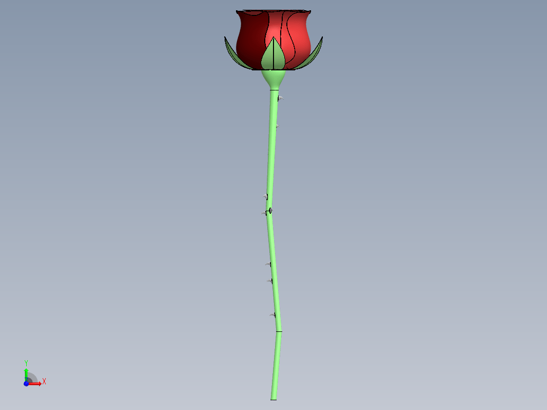 一只带刺的玫瑰花3D