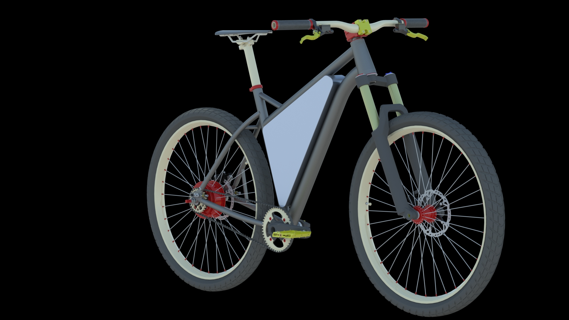 Steel B+ 硬尾电动自行车，带前三角电池组和后轮毂电机