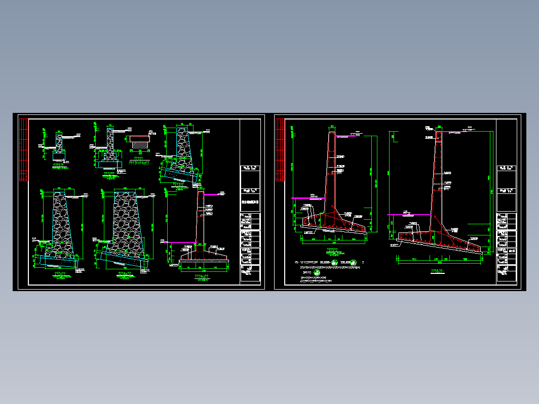 毛石和悬臂式挡土墙图纸cad格式