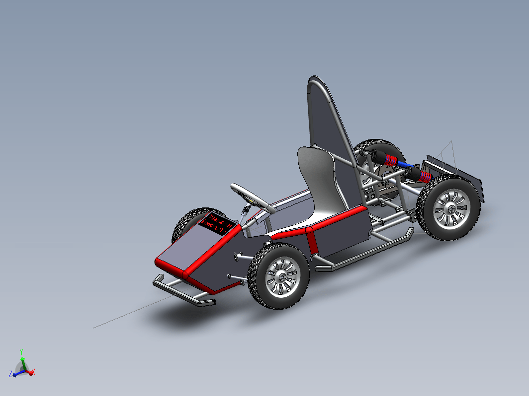 小型赛车设计三维与平面图纸(尺寸详细)