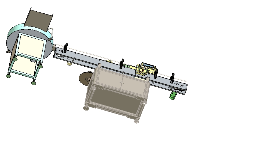 直线供瓶贴标机三维 
