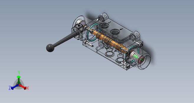 三位四通手动换向阀三维SW2016带参+CAD+说明