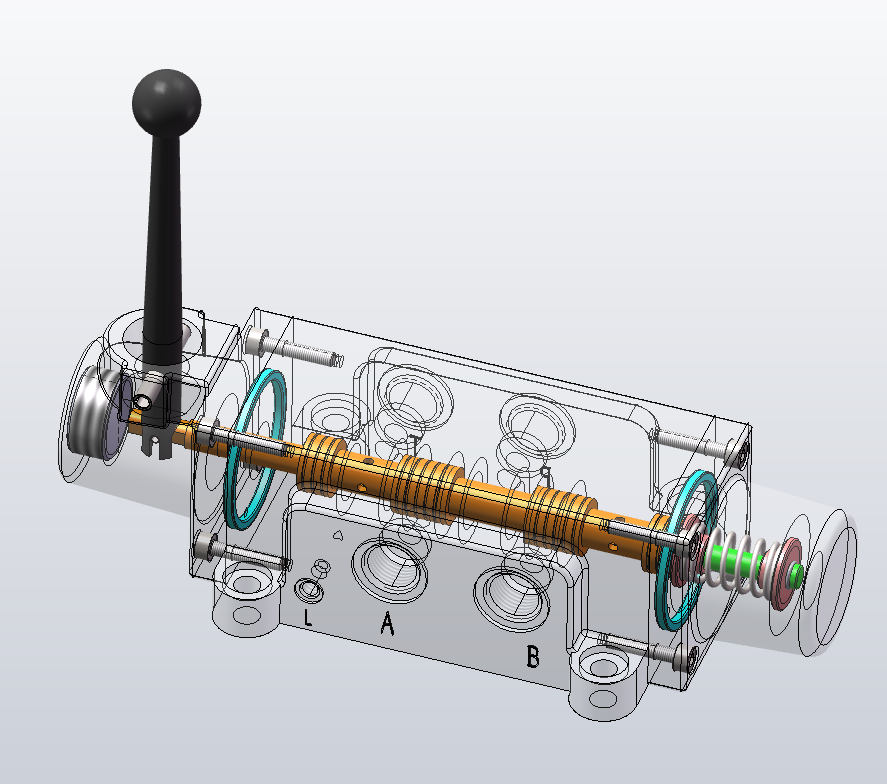 三位四通手动换向阀三维SW2016带参+CAD+说明