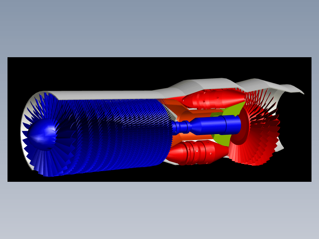 AUTOCAD燃气涡轮发动机3D模型