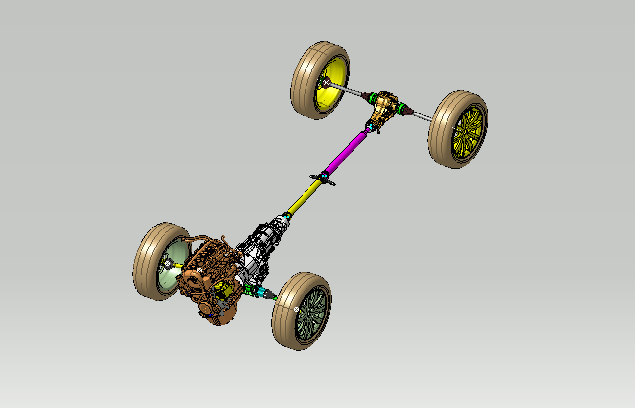 汽车传动系统布置模型三维CatiaV5R20无参