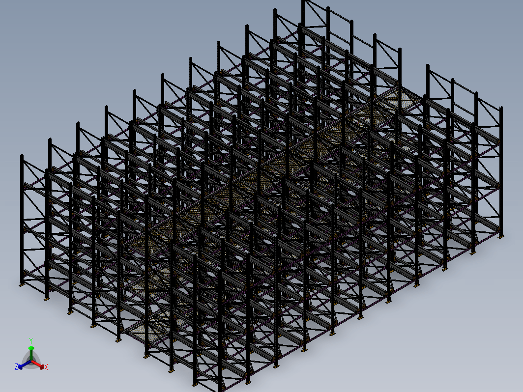 四向穿梭车货架3D