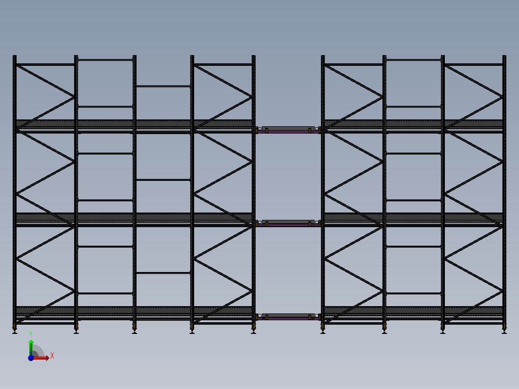 四向穿梭车货架3D