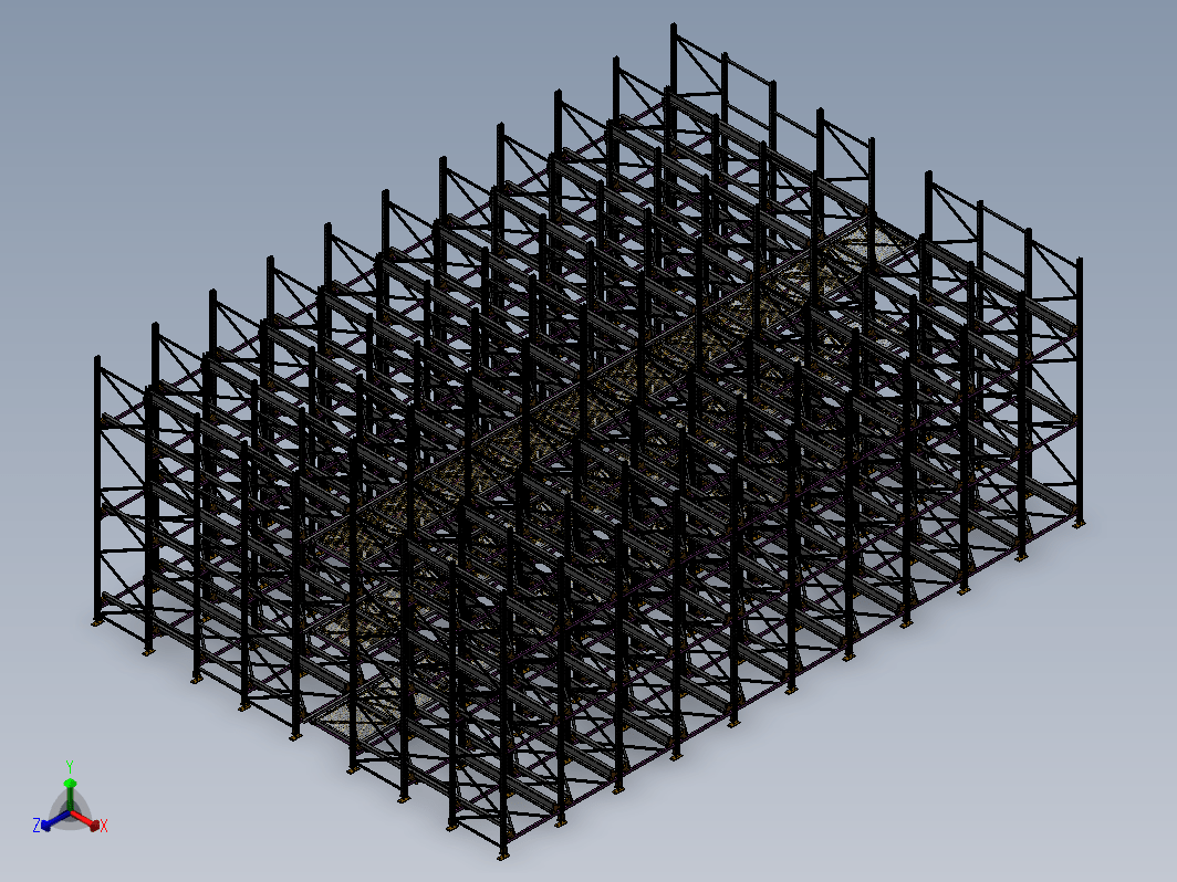 四向穿梭车货架3D