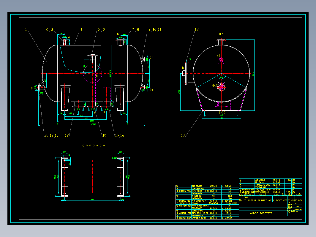 1600x2000冷凝水罐cad图CAD设计图