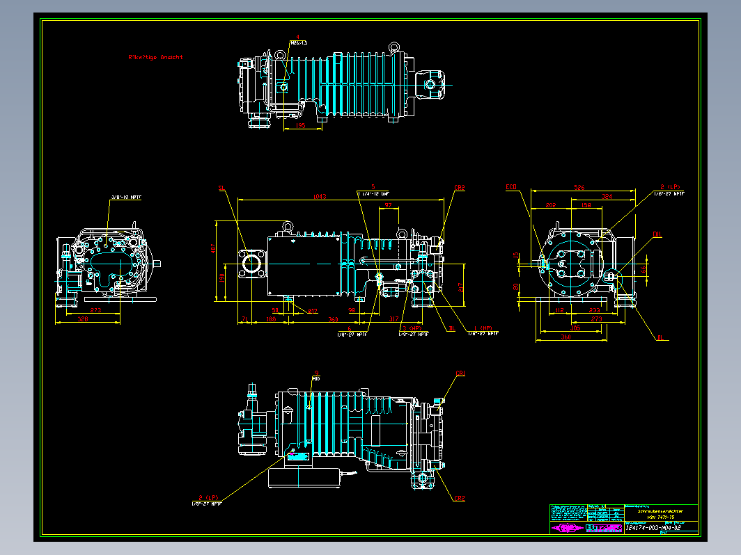 封闭螺杆压缩机的CAD图纸1