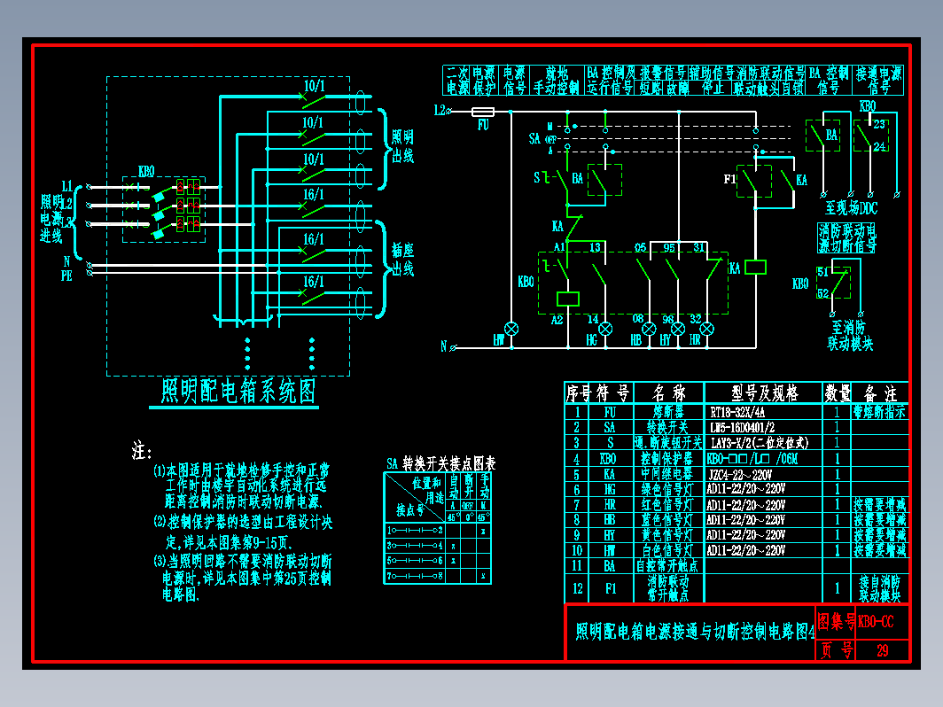 KB0-CC-29照明配电箱电源接通与切断控制电路图4