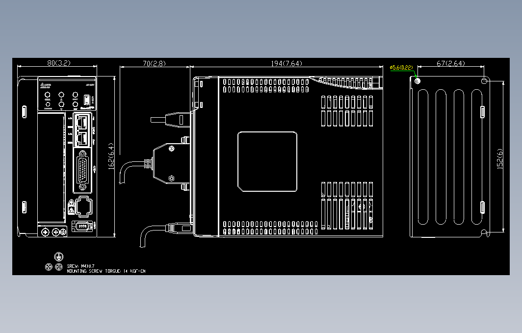 伺服电机ASD-B3-1021- E图纸