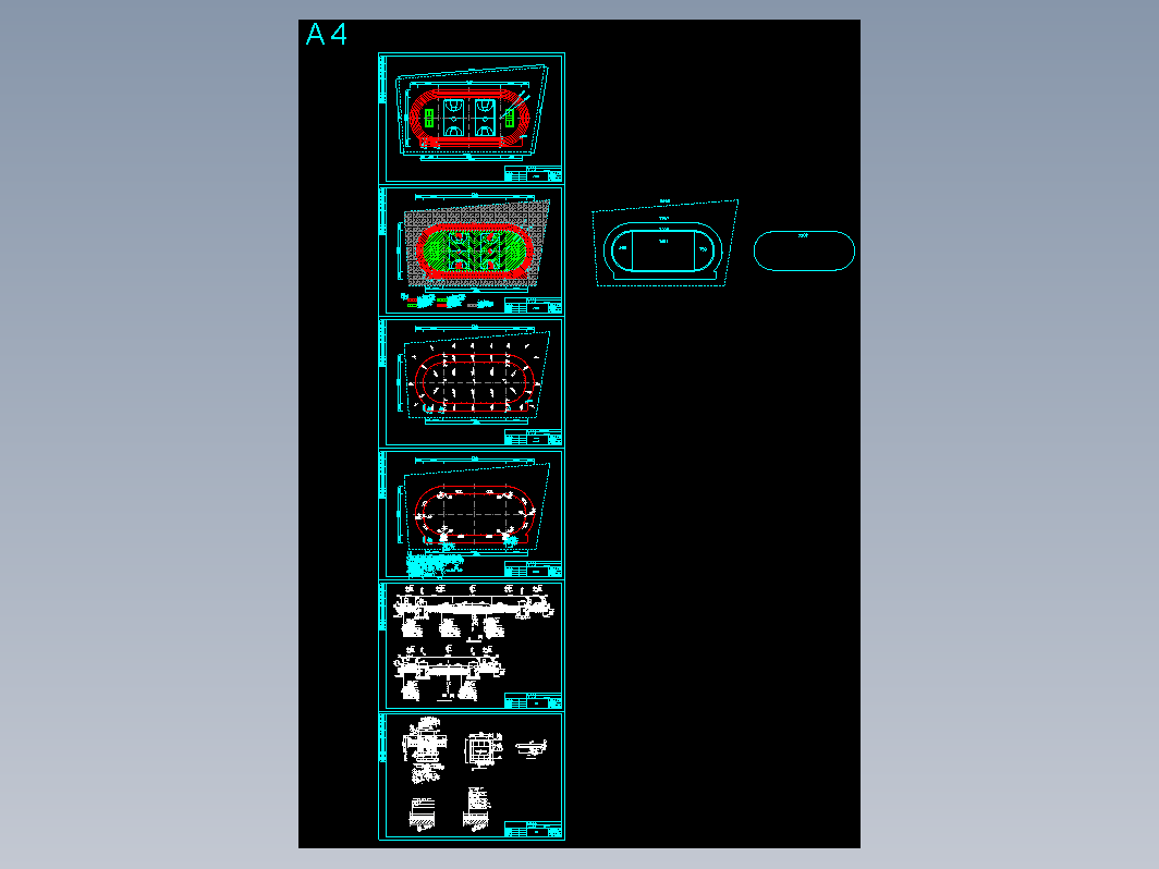 某200米塑胶跑道建筑设计施工图CAD图纸