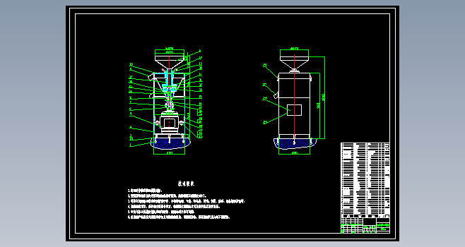 立式磨浆机装配图原创CAD