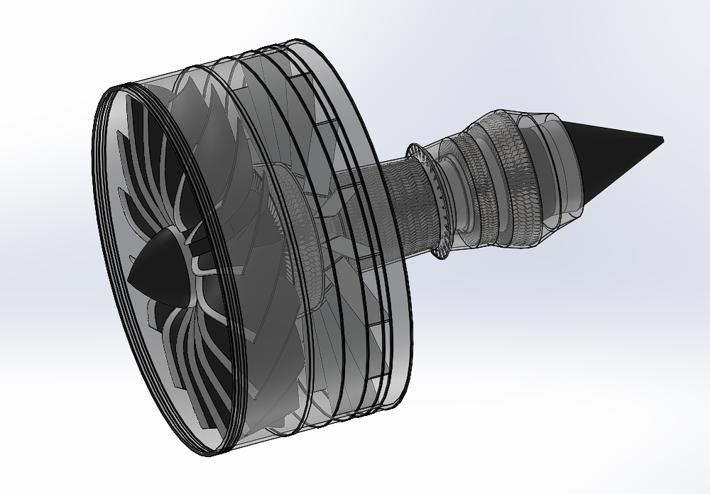 简易涡扇发动机结构3D图纸+Solidworks设计